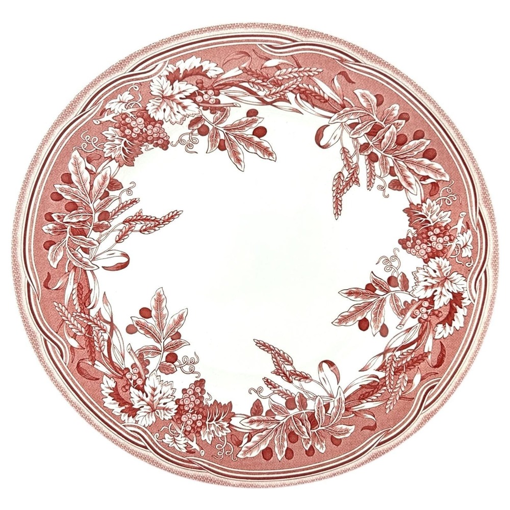 Spode Fulham Dinner Plate for Williams Sonoma Red & White Floral England 2004